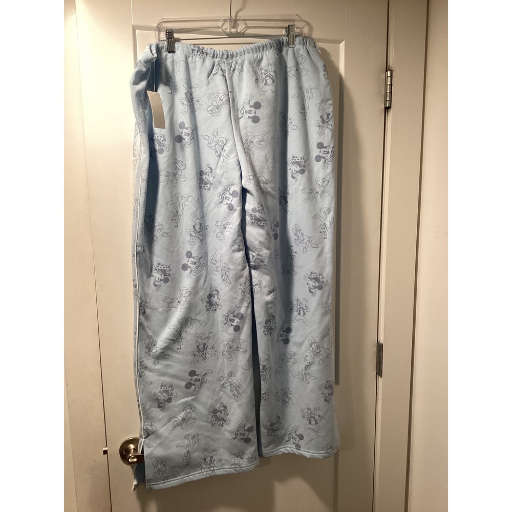 Disney Mickey Mouse Friends Pajama Pants Blue Lace Trim Fleece XXL 20 NEW - Picture 2 of 4